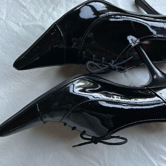 Ann Taylor Pointy Toe Oxford Black Patented Leather Heels 8.5 - Picture 6 of 11